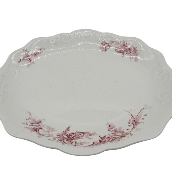 Rare SAMUEL FORD And Co England Eltham Red Porcelain Platter Vintage 16" - Picture 2 of 11